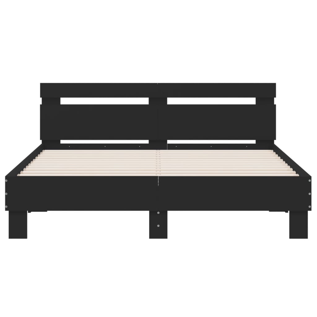 Estrutura cama c/ cabeceira 140x190 cm derivados madeira preto