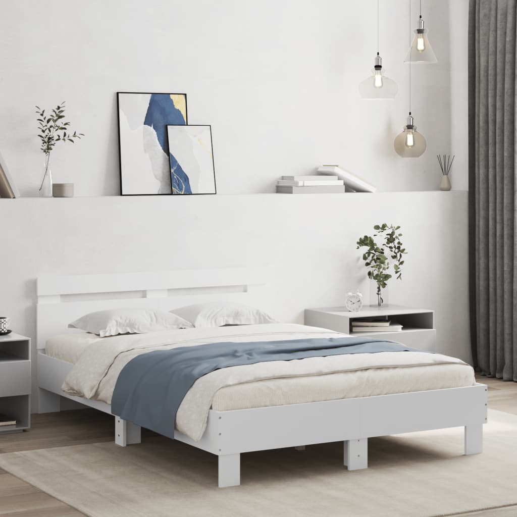 Estrutura cama c/ cabeceira 135x190 cm derivados madeira branco