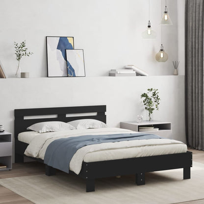 Estrutura cama c/ cabeceira 135x190 cm derivados madeira preto