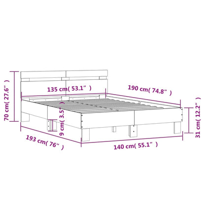 Estrutura cama c/ cabeceira 135x190 cm derivados madeira preto