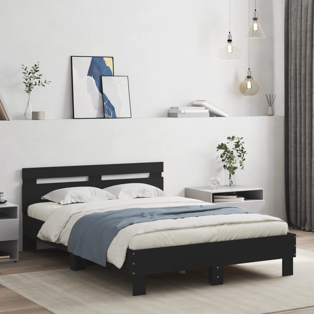 Estrutura cama c/ cabeceira 120x190 cm derivados madeira preto