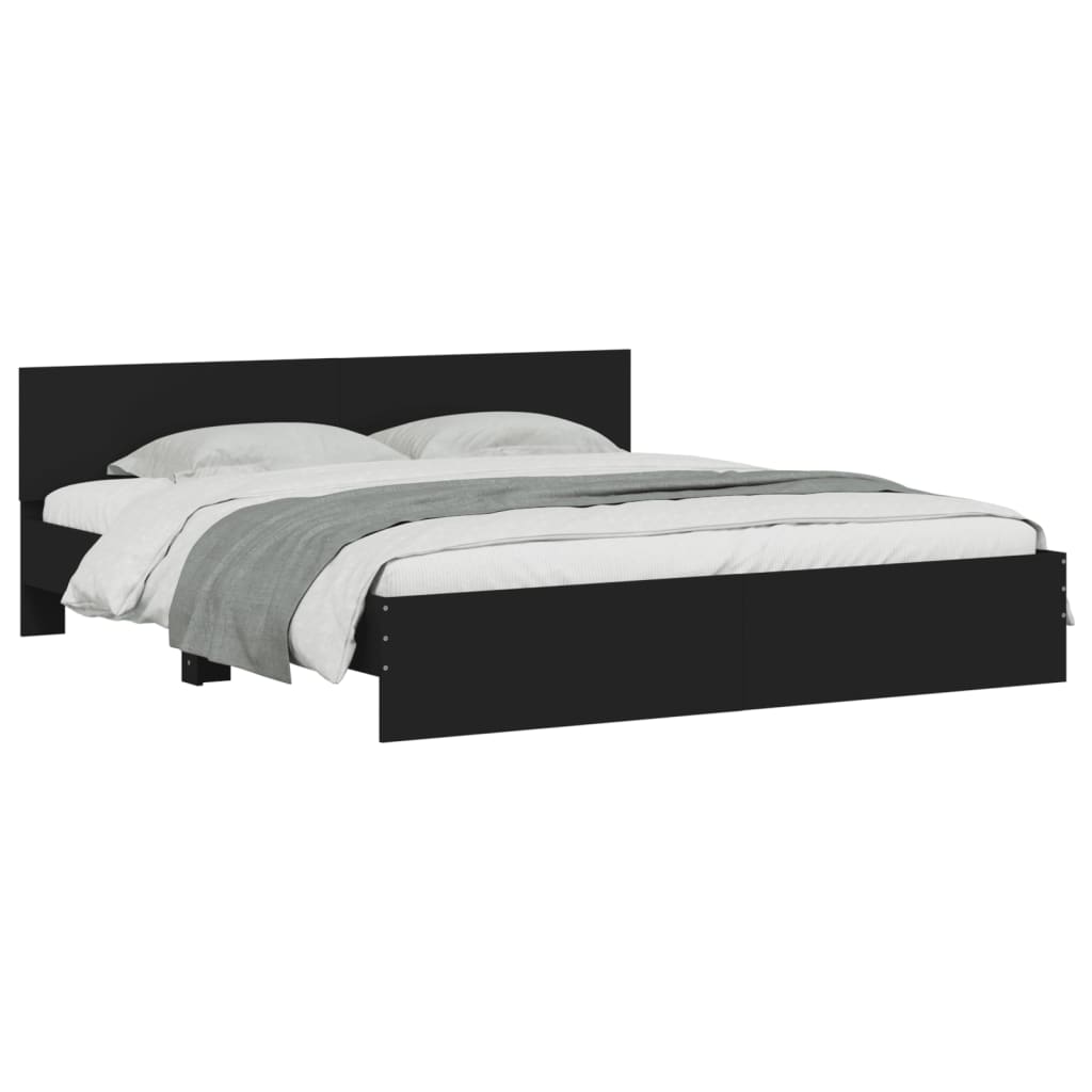 Estrutura de cama com cabeceira 180x200 cm preto