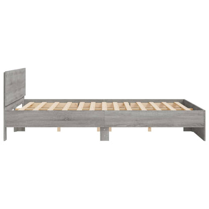 Estrutura de cama com cabeceira 160x200 cm cinzento sonoma