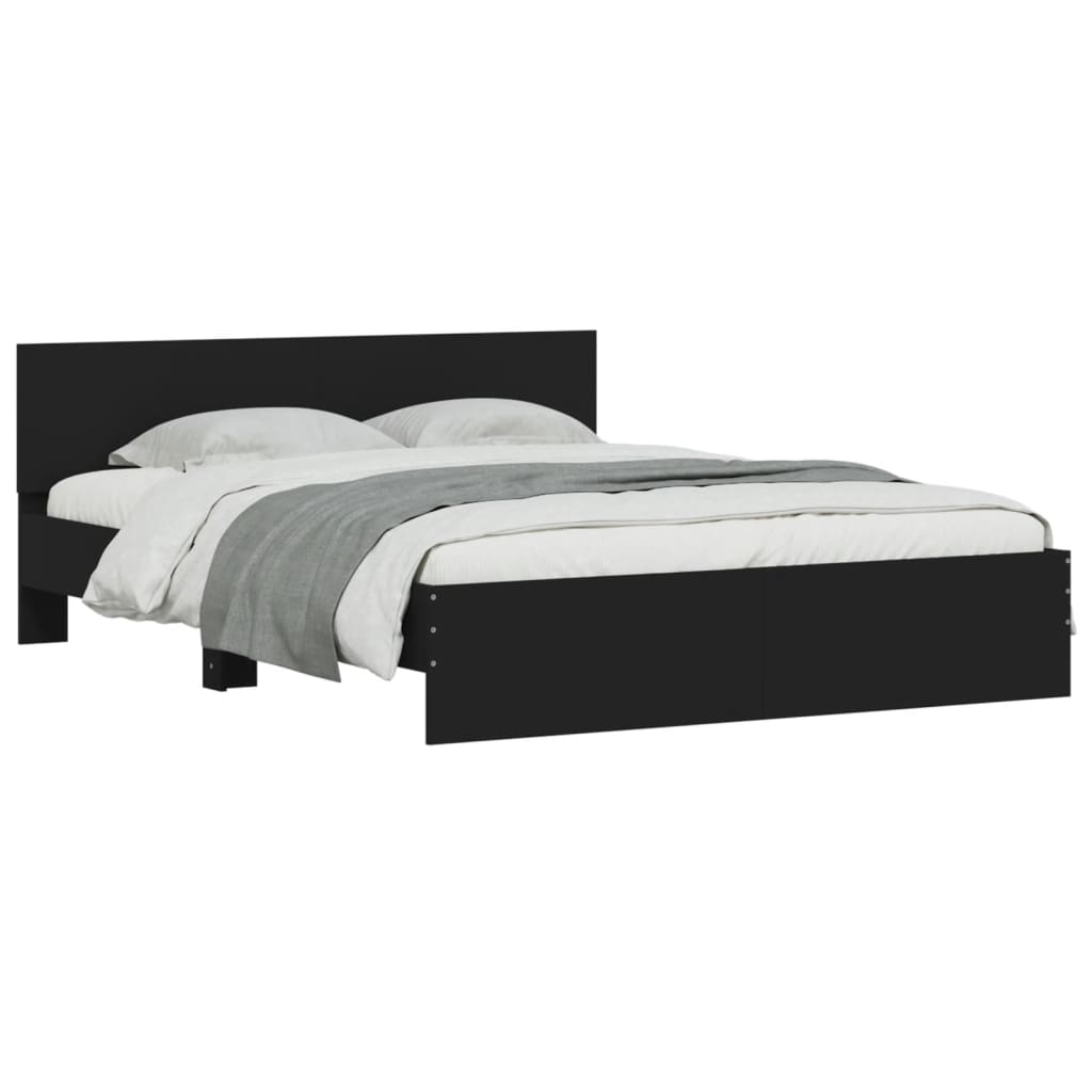 Estrutura de cama com cabeceira 140x190 cm preto