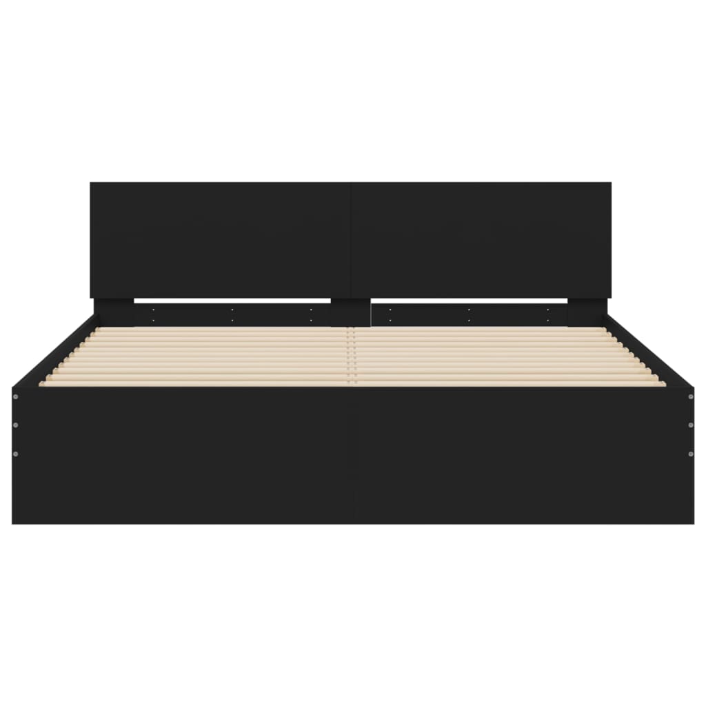 Estrutura de cama com cabeceira 140x190 cm preto