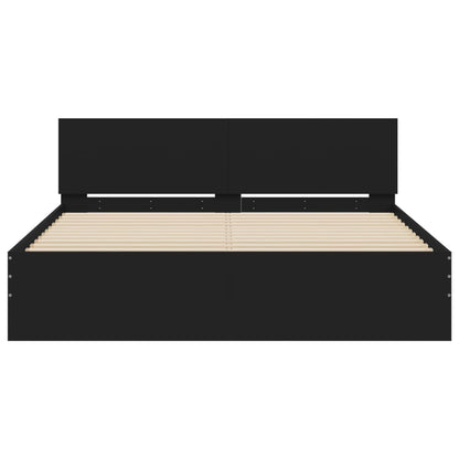 Estrutura de cama com cabeceira 140x190 cm preto