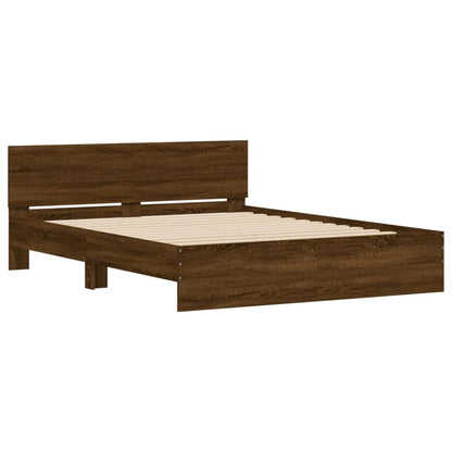 Estrutura de cama com cabeceira 140x190 cm carvalho castanho