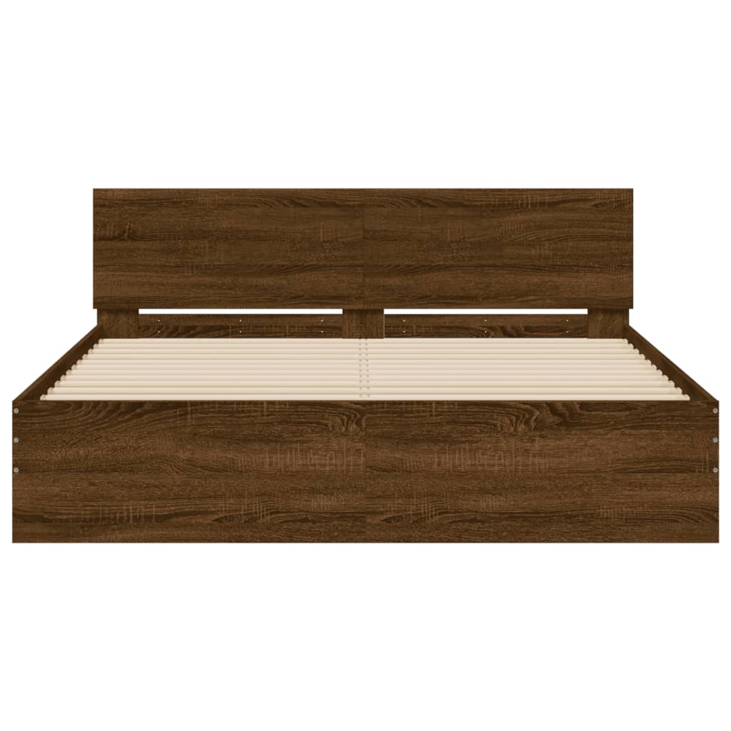 Estrutura de cama com cabeceira 140x190 cm carvalho castanho