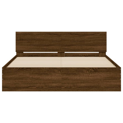 Estrutura de cama com cabeceira 140x190 cm carvalho castanho