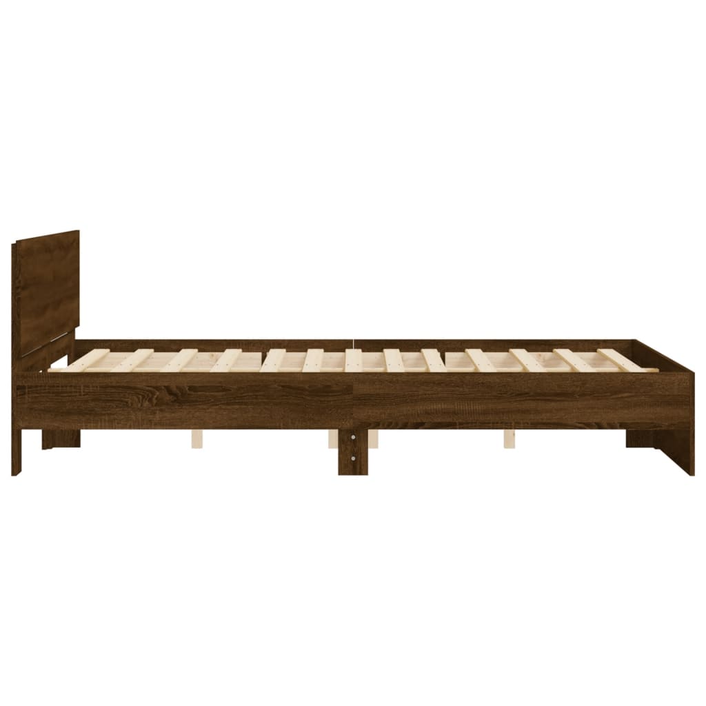 Estrutura de cama com cabeceira 140x190 cm carvalho castanho