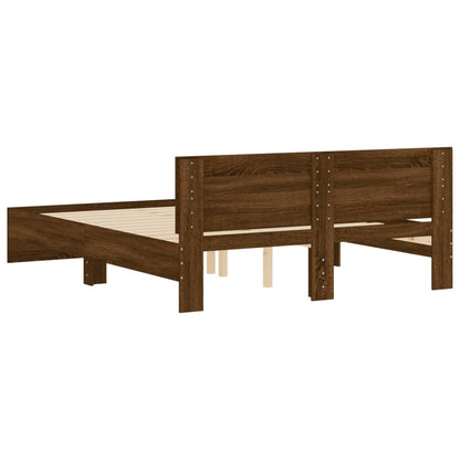 Estrutura de cama com cabeceira 140x190 cm carvalho castanho