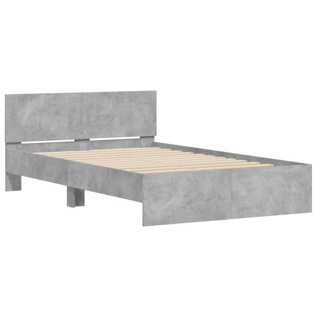 Estrutura de cama com cabeceira 135x190 cm cinzento cimento