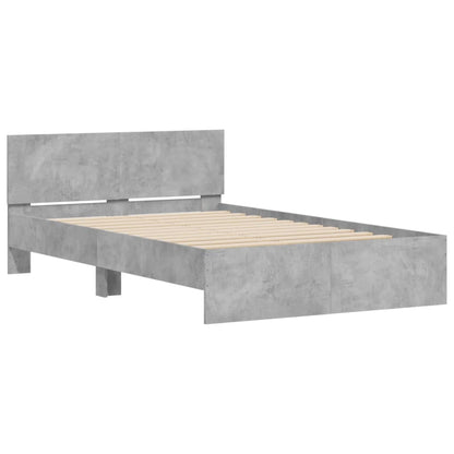 Estrutura de cama com cabeceira 135x190 cm cinzento cimento