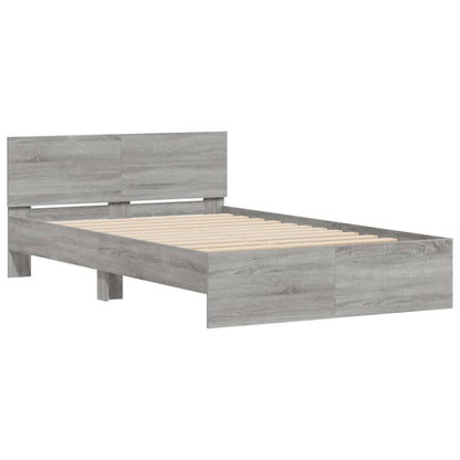 Estrutura de cama com cabeceira 135x190 cm cinzento sonoma