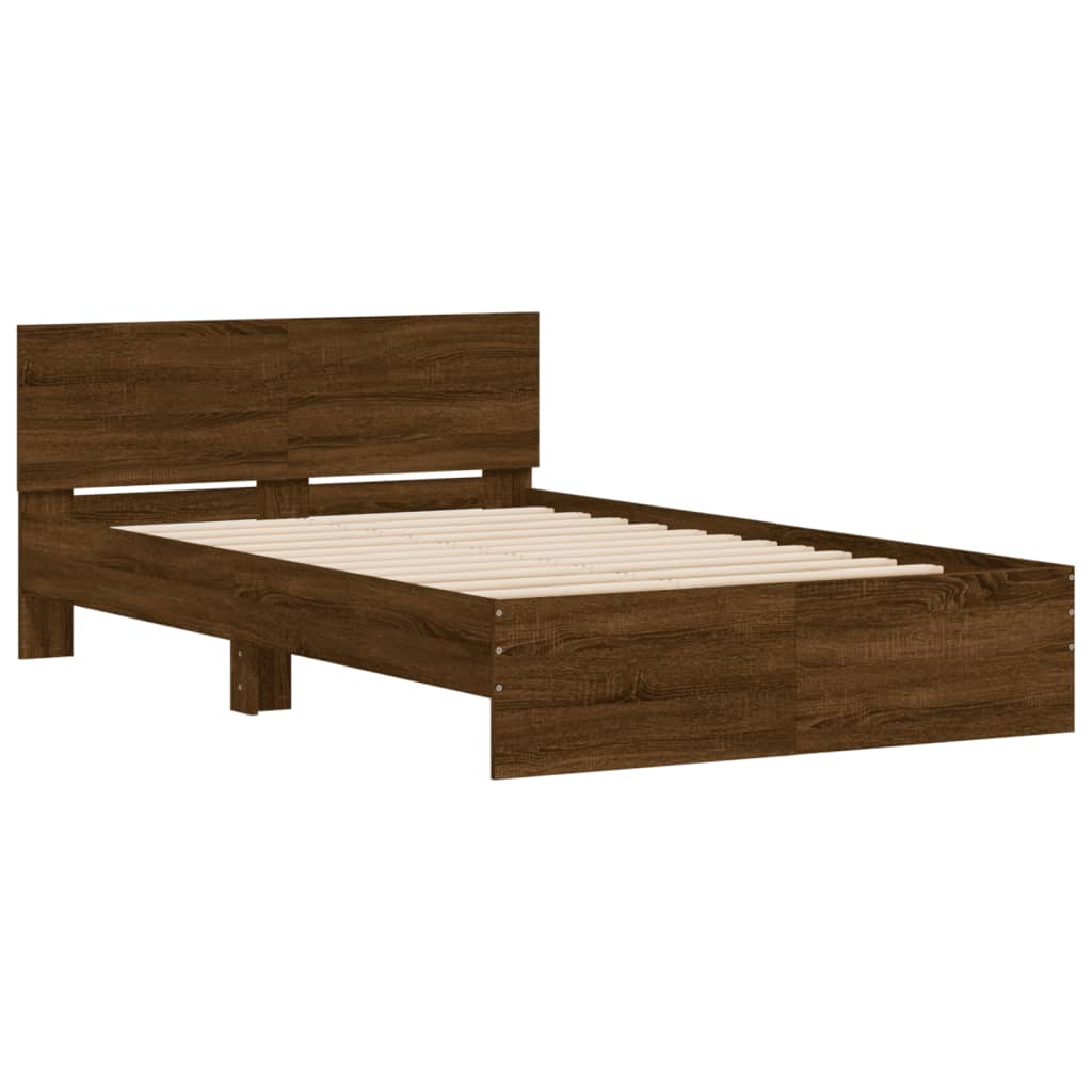 Estrutura de cama com cabeceira 120x190 cm carvalho castanho