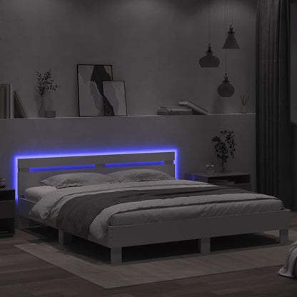 Estrutura cama c/ cabeceira e luzes LED 180x200 cm branco