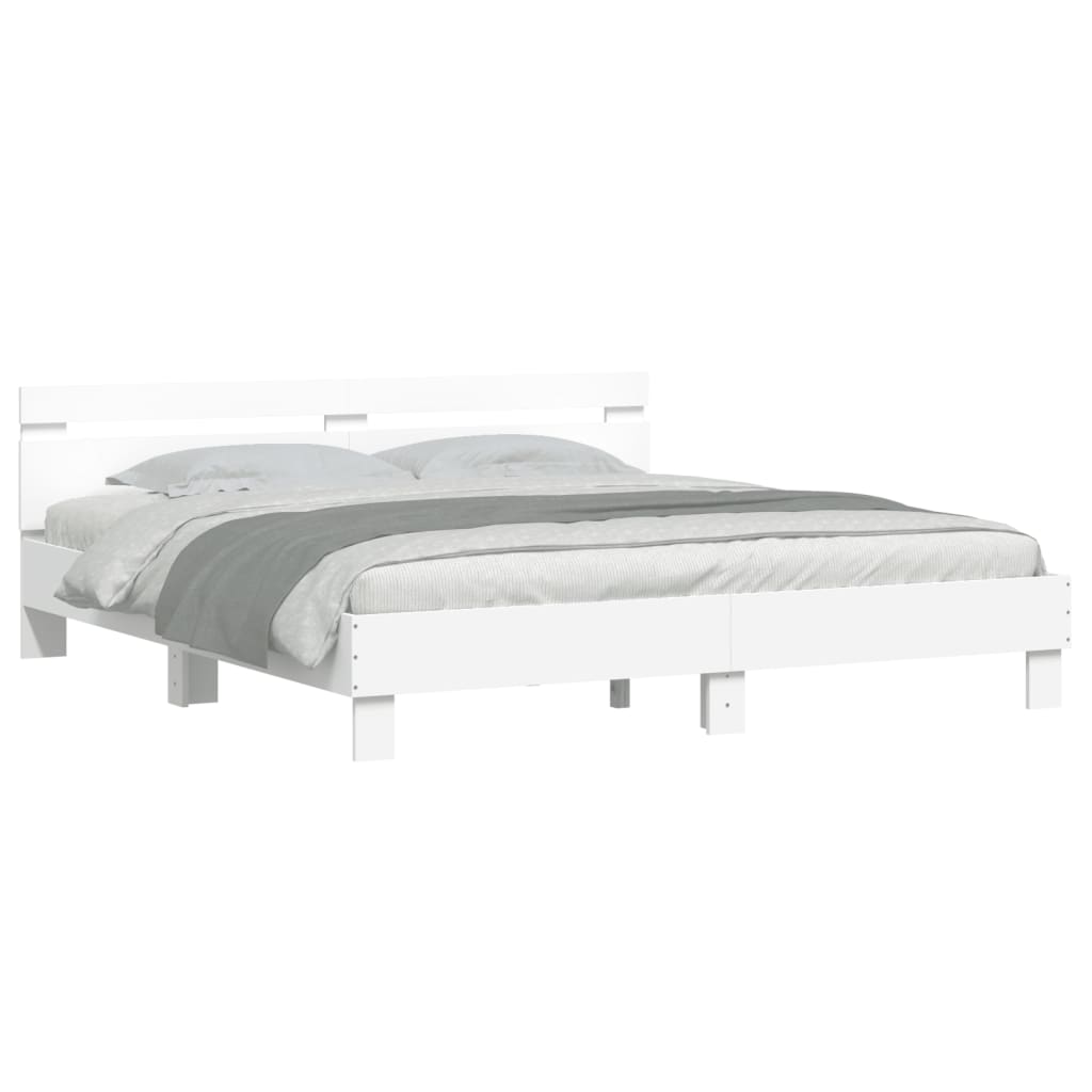 Estrutura cama c/ cabeceira e luzes LED 180x200 cm branco