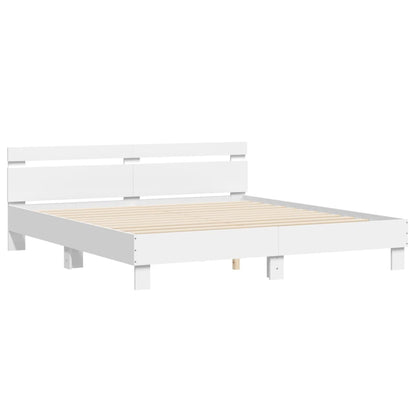 Estrutura cama c/ cabeceira e luzes LED 180x200 cm branco