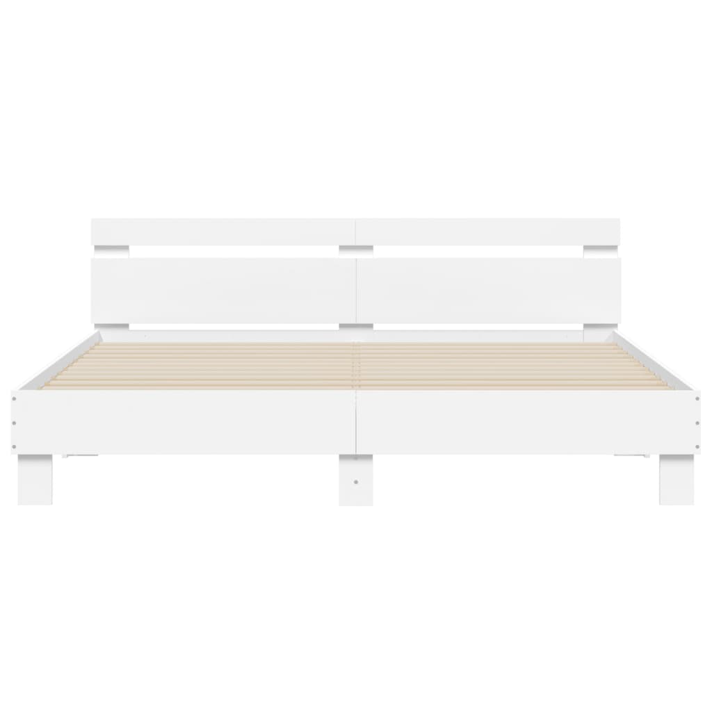 Estrutura cama c/ cabeceira e luzes LED 180x200 cm branco