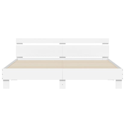 Estrutura cama c/ cabeceira e luzes LED 180x200 cm branco