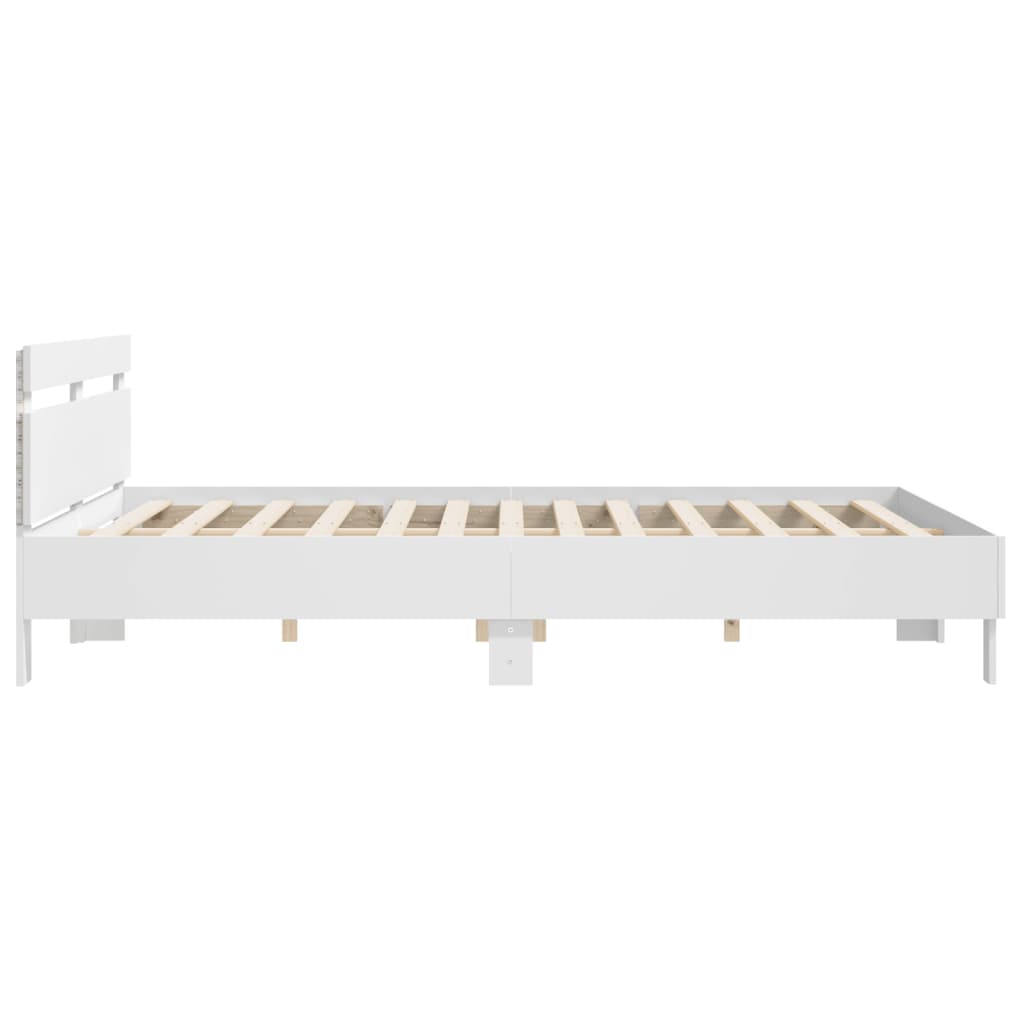 Estrutura cama c/ cabeceira e luzes LED 180x200 cm branco