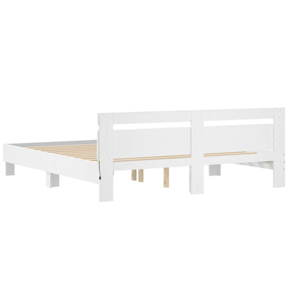 Estrutura cama c/ cabeceira e luzes LED 180x200 cm branco