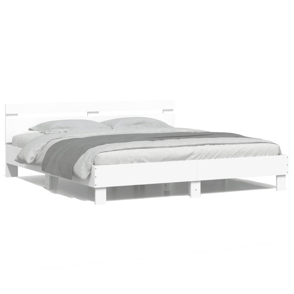 Estrutura cama c/ cabeceira e luzes LED 180x200 cm branco