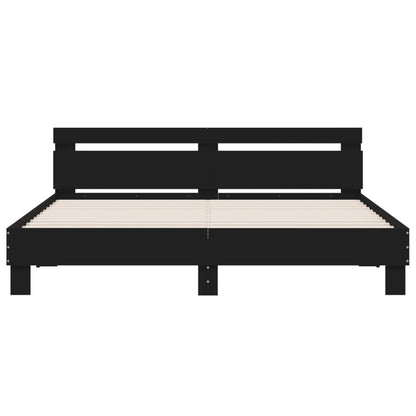 Estrutura cama c/ cabeceira e luzes LED 180x200 cm preto