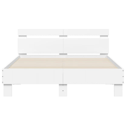 Estrutura de cama com cabeceira e luzes LED 120x200 cm branco