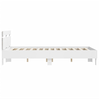 Estrutura de cama com cabeceira e luzes LED 120x200 cm branco