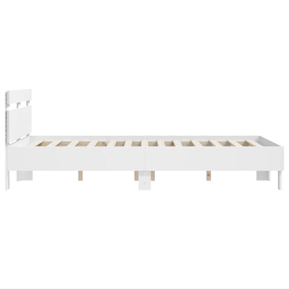 Estrutura de cama com cabeceira e luzes LED 120x190 cm branco