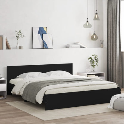 Estrutura cama c/ cabeceira e luzes LED 180x200 cm preto