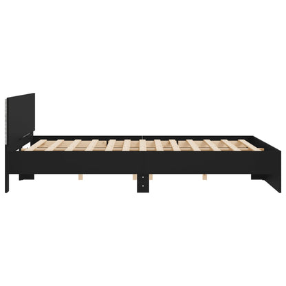 Estrutura cama c/ cabeceira e luzes LED 180x200 cm preto