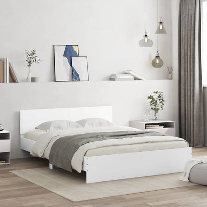 Estrutura de cama com cabeceira e luzes LED 160x200 cm branco