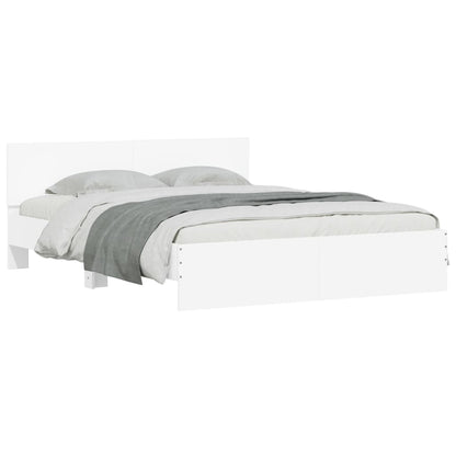 Estrutura de cama com cabeceira e luzes LED 160x200 cm branco