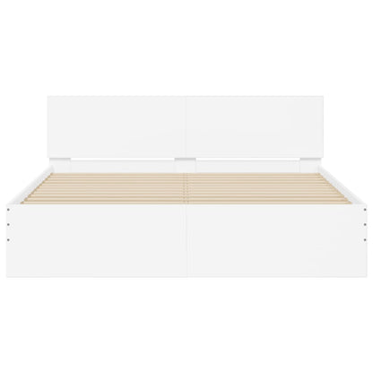 Estrutura de cama com cabeceira e luzes LED 160x200 cm branco