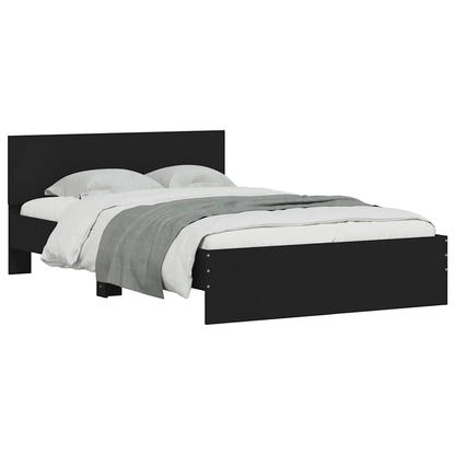 Estrutura de cama com cabeceira e luzes LED 120x190 cm preto