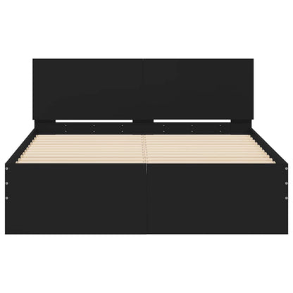 Estrutura de cama com cabeceira e luzes LED 120x190 cm preto