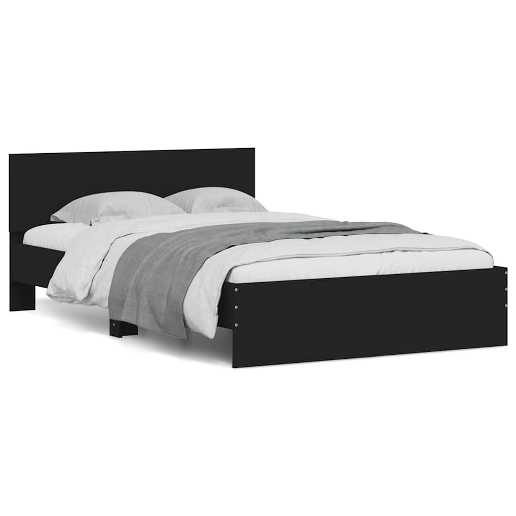 Estrutura de cama com cabeceira e luzes LED 120x190 cm preto