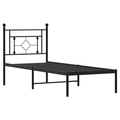 Estrutura de cama com cabeceira 75x190 cm metal preto