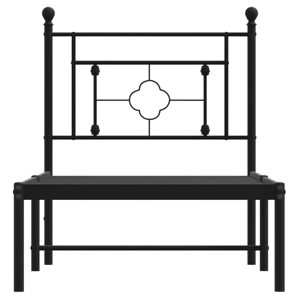 Estrutura de cama com cabeceira 75x190 cm metal preto