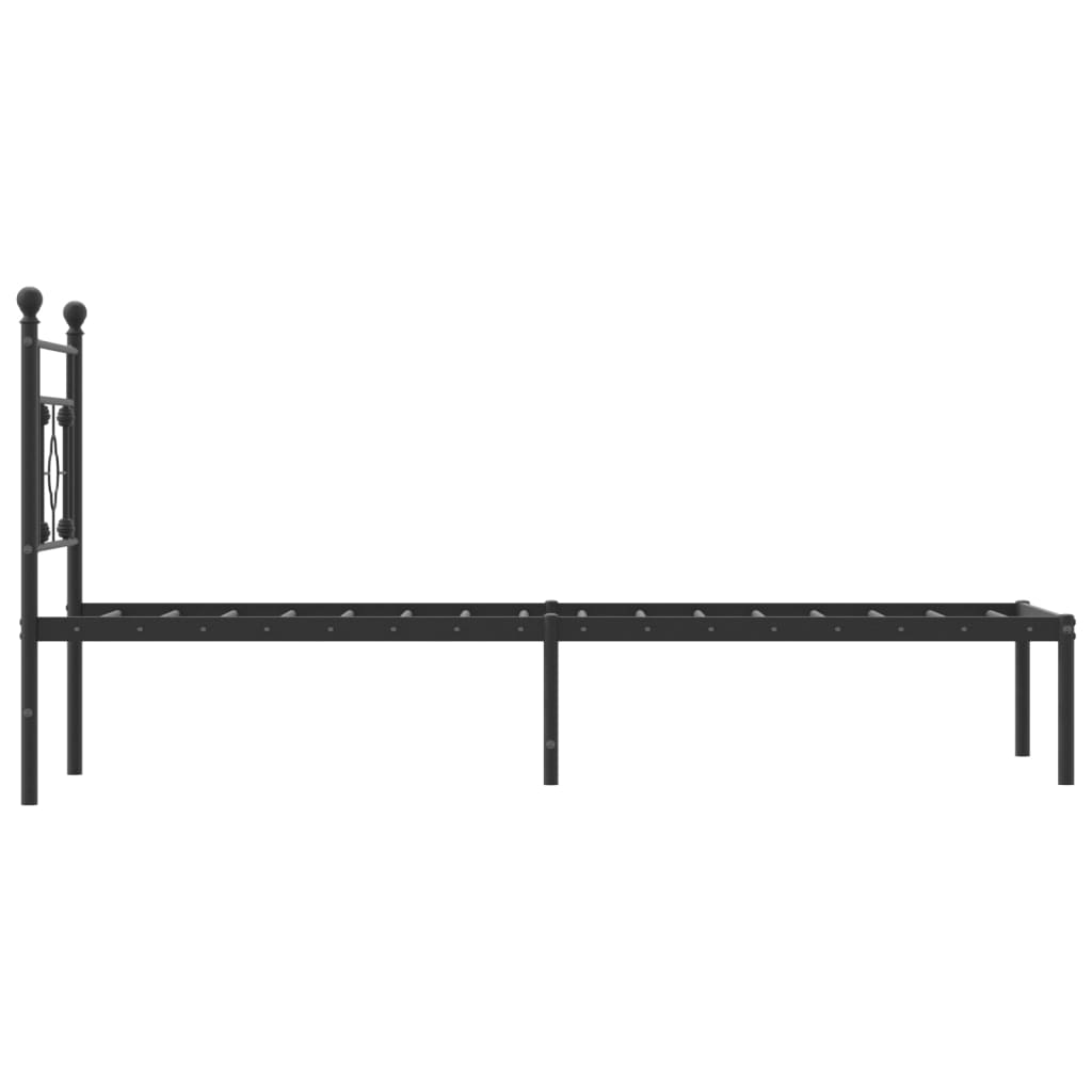 Estrutura de cama com cabeceira 75x190 cm metal preto