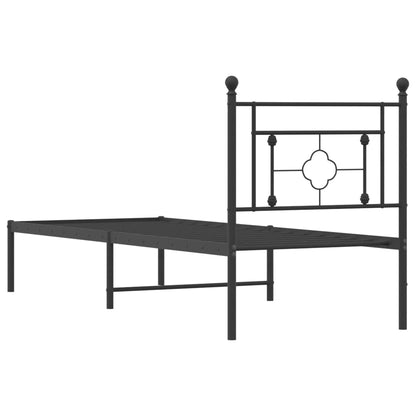 Estrutura de cama com cabeceira 75x190 cm metal preto