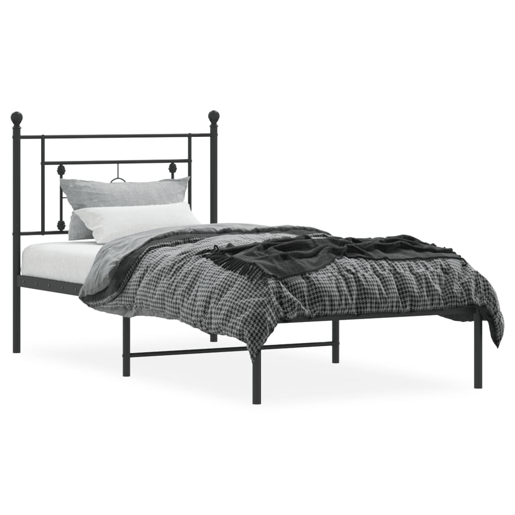 Estrutura de cama com cabeceira 90x190 cm metal preto