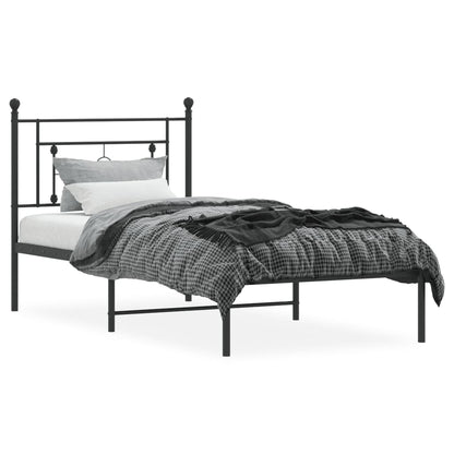 Estrutura de cama com cabeceira 90x190 cm metal preto