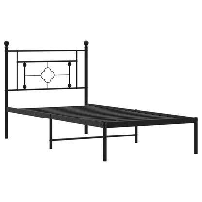 Estrutura de cama com cabeceira 90x190 cm metal preto