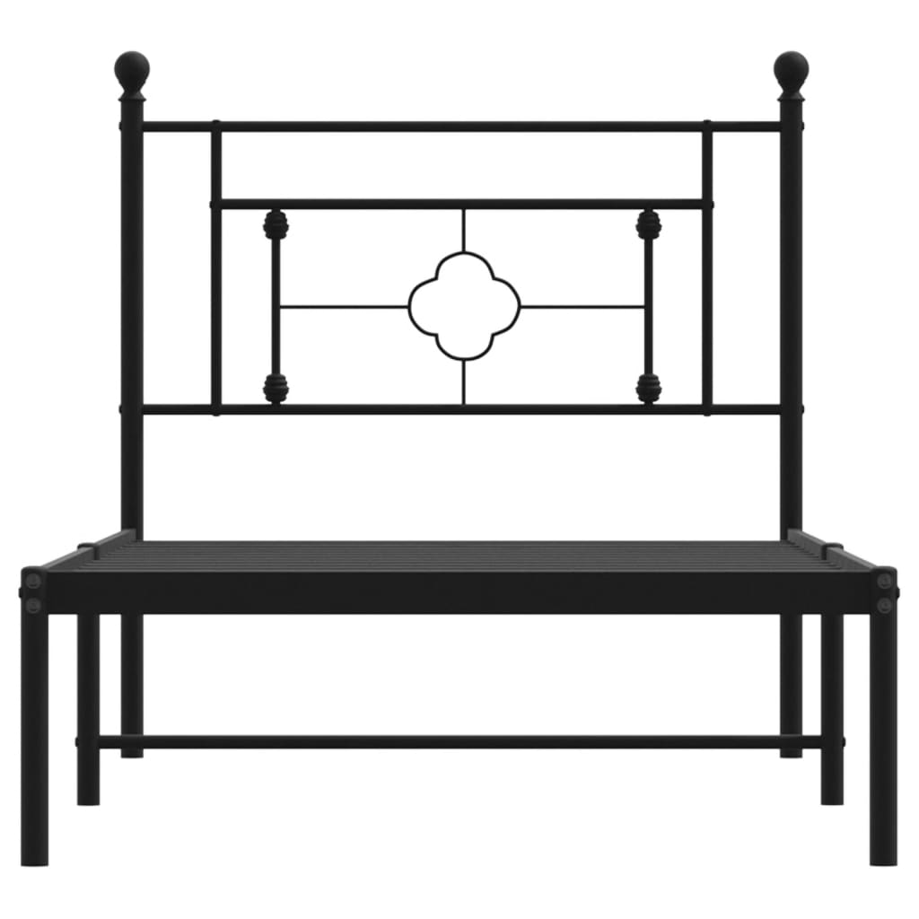 Estrutura de cama com cabeceira 90x190 cm metal preto