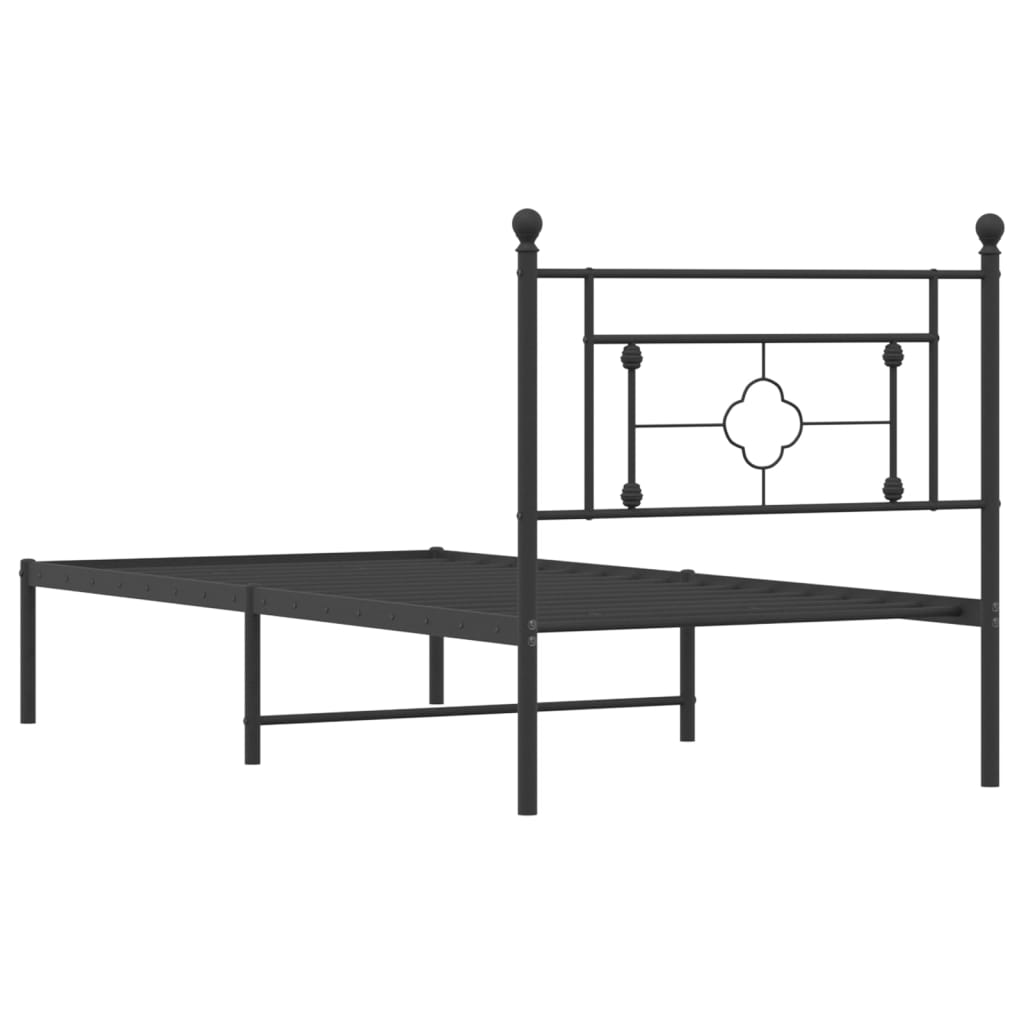 Estrutura de cama com cabeceira 90x190 cm metal preto