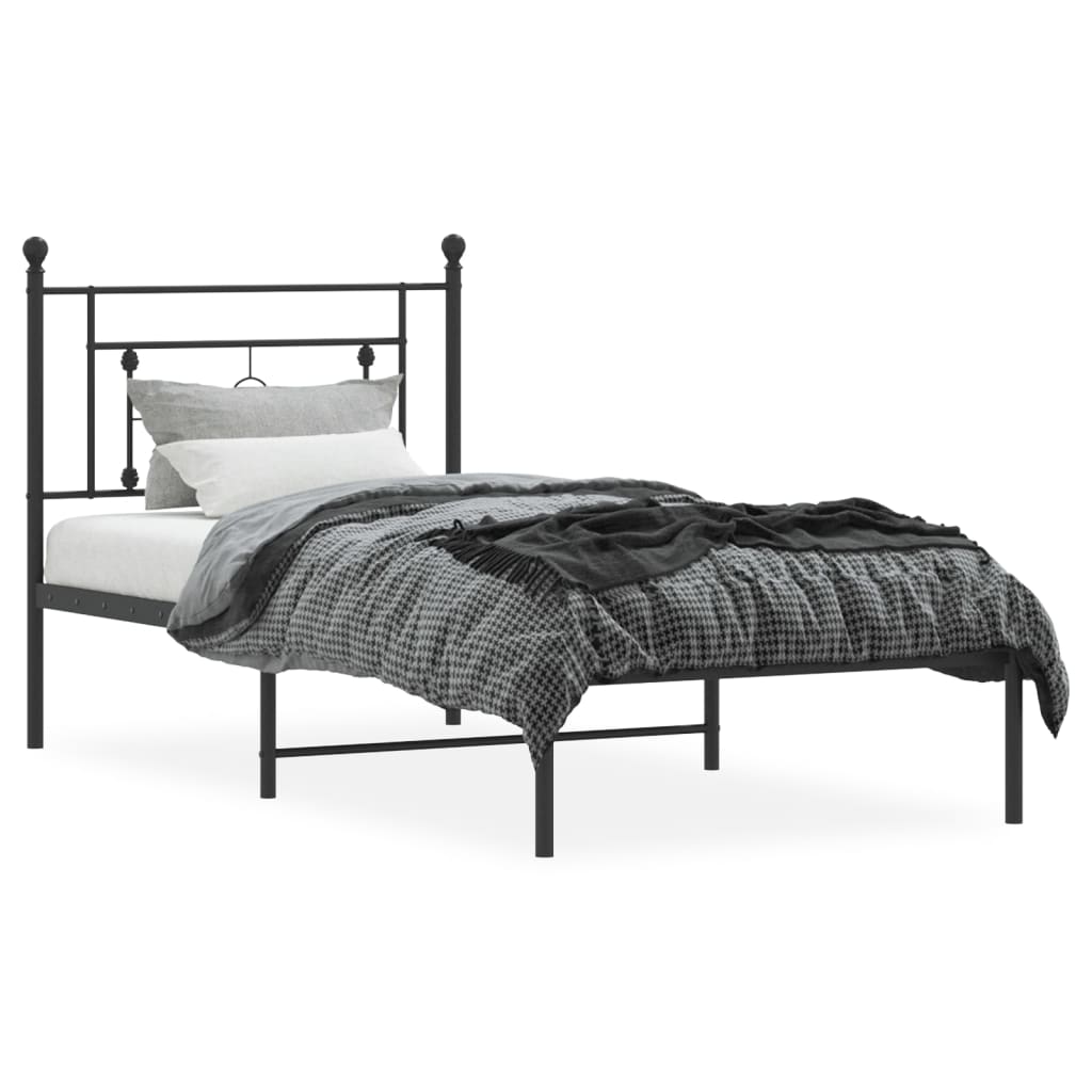 Estrutura de cama com cabeceira 90x200 cm metal preto