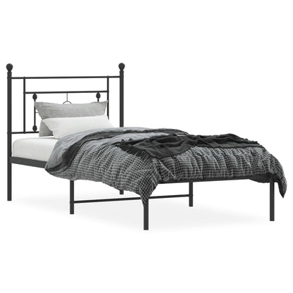 Estrutura de cama com cabeceira 90x200 cm metal preto